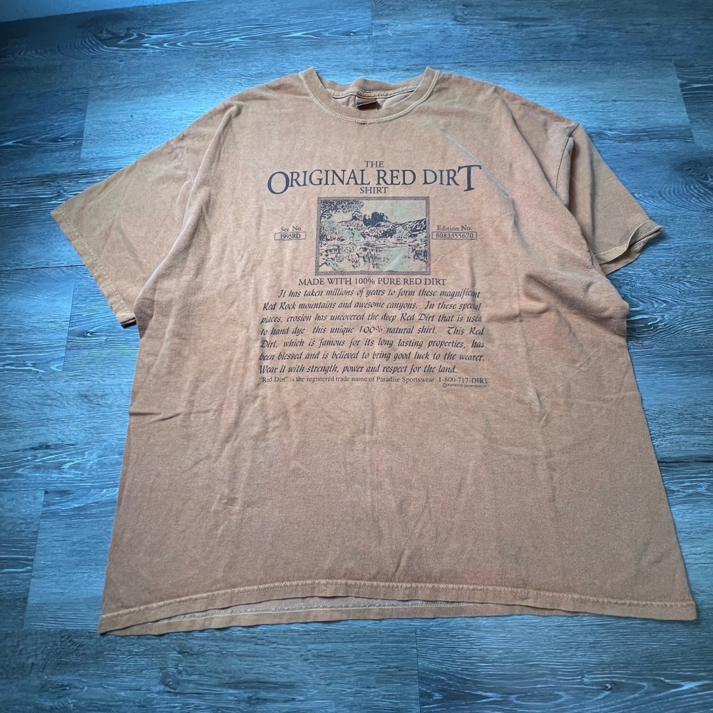 The Original Red Dirt Shirt Mens 2XL Orange Graphic Tee Hand Dyed Cotton